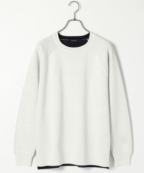 RAGEBLUE（レイジブルー）の「接結ニットクルー長袖/711588（ニット/セーター・メンズ・ネイビー/ベージュ/グレー/グリーン/ホワイト・LARGE/MEDIUM）」の2枚目の写真