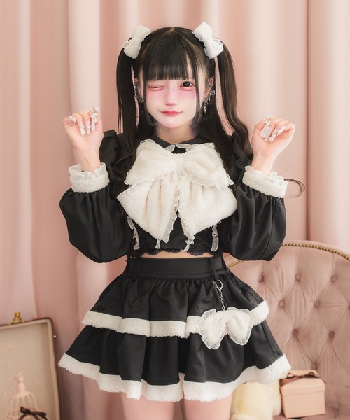 nyanMe(ニャンミー)の「もこもこかわいいせっとあっぷ(シャツ/ブラウス・レディース・ホワイト/ブラック・FREE)」の6枚目の写真