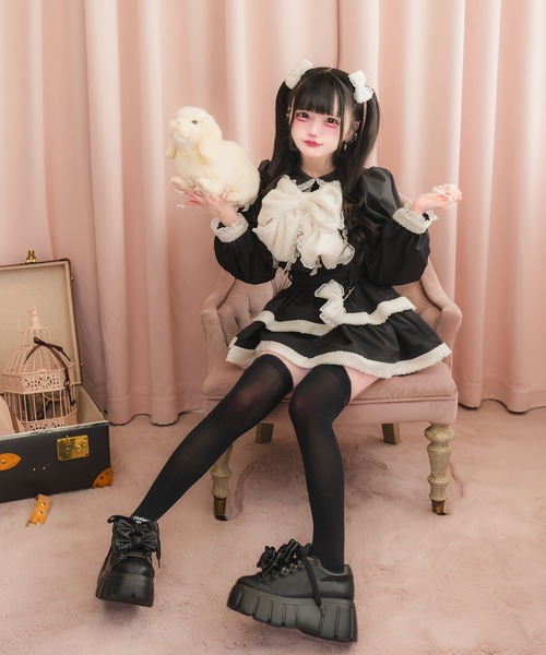 nyanMe(ニャンミー)の「もこもこかわいいせっとあっぷ(シャツ/ブラウス・レディース・ホワイト/ブラック・FREE)」の4枚目の写真