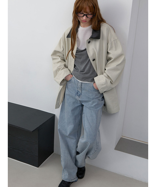 ATELIER NAIN(アトリエナイン)の「SITICH LEATHER COLLAR BARBUR JACKET (CT-1484)(その他アウター・レディース・ライトベージュ・FREE)」の2枚目の写真