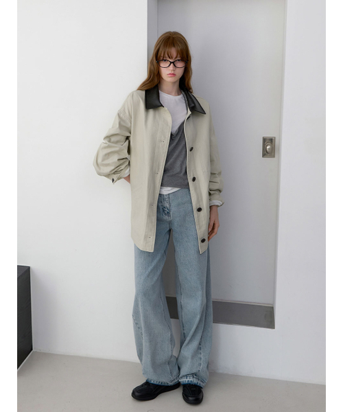 ATELIER NAIN(アトリエナイン)の「SITICH LEATHER COLLAR BARBUR JACKET (CT-1484)(その他アウター・レディース・ライトベージュ・FREE)」の3枚目の写真