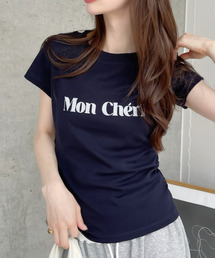 サイドシャーリング レタリング コンパクトTシャツ