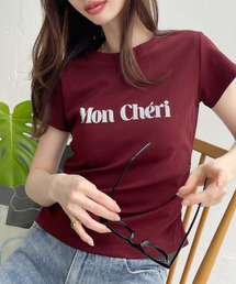 サイドシャーリング レタリング コンパクトTシャツ
