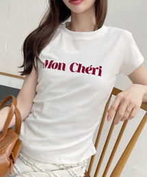 サイドシャーリング レタリング コンパクトTシャツ