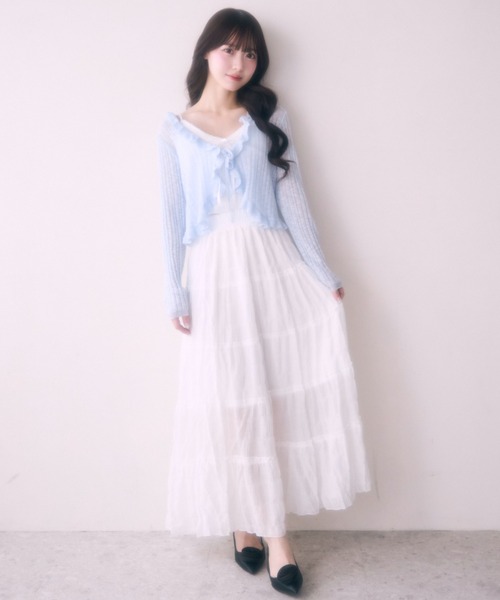 TITTY&CO.(ティティーアンドコー)の「ティアードロングスカート(スカート・レディース・ベージュ/ブルー/ブラック/アイボリー/ピンク・FREE)」の8枚目の写真