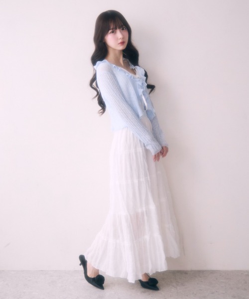 TITTY&CO.(ティティーアンドコー)の「ティアードロングスカート(スカート・レディース・ベージュ/ブルー/ブラック/アイボリー/ピンク・FREE)」の10枚目の写真