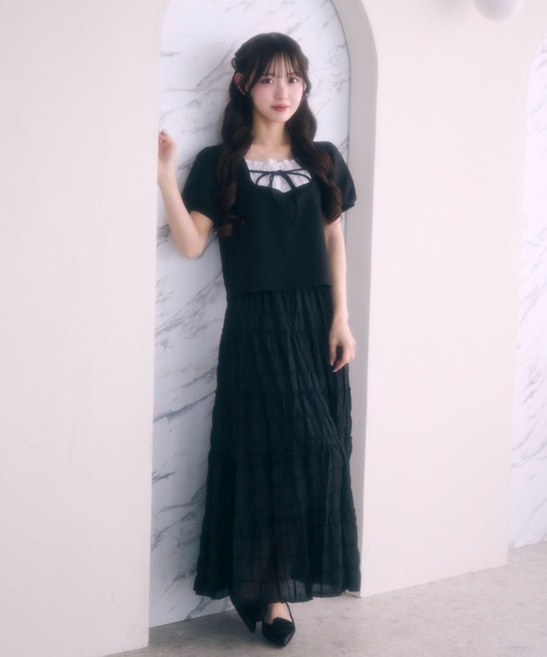 TITTY&CO.(ティティーアンドコー)の「ティアードロングスカート(スカート・レディース・ベージュ/ブルー/ブラック/アイボリー/ピンク・FREE)」の20枚目の写真
