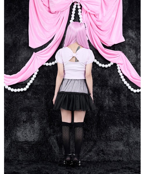AVENCHUMU(アバンチュウム)の「Back ribbon waist ribbed knit one piece(ワンピース・レディース・ピンク/ブラック/ホワイト・FREE)」の13枚目の写真
