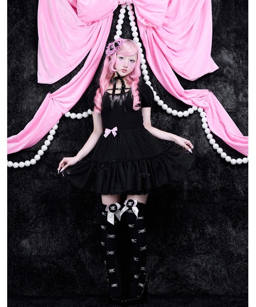 AVENCHUMU(アバンチュウム)の「Back ribbon waist ribbed knit one piece(ワンピース・レディース・ピンク/ブラック/ホワイト・FREE)」の10枚目の写真