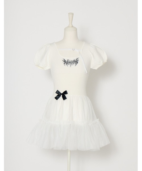 AVENCHUMU(アバンチュウム)の「Back ribbon waist ribbed knit one piece(ワンピース・レディース・ピンク/ブラック/ホワイト・FREE)」の7枚目の写真