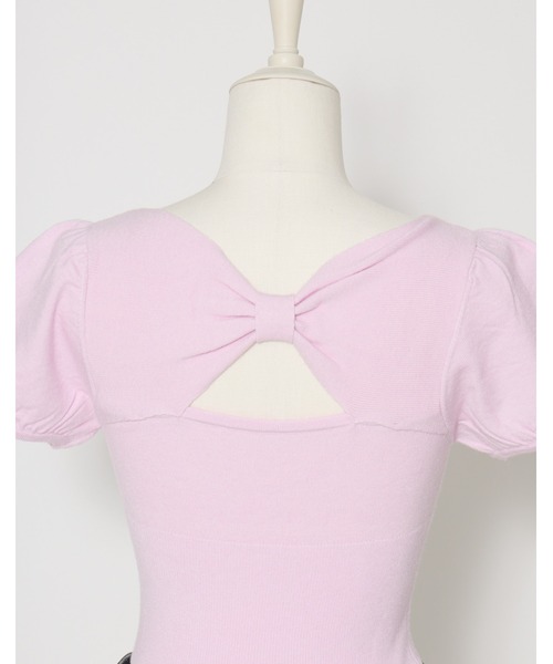 AVENCHUMU(アバンチュウム)の「Back ribbon waist ribbed knit one piece(ワンピース・レディース・ピンク/ブラック/ホワイト・FREE)」の6枚目の写真