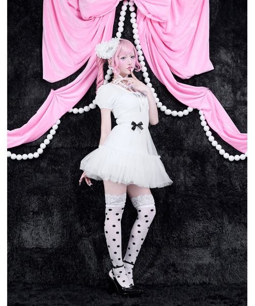 AVENCHUMU(アバンチュウム)の「Back ribbon waist ribbed knit one piece(ワンピース・レディース・ピンク/ブラック/ホワイト・FREE)」の11枚目の写真