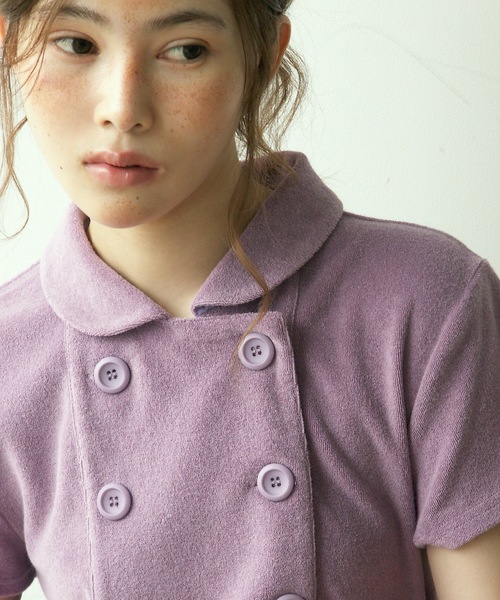 igi(イジ)の「BABY DOUBLE FRONT ROMPER / パイルダブルフロントロンパース(つなぎ/オールインワン・レディース・パープル/ネイビー・1/0)」の1枚目の写真