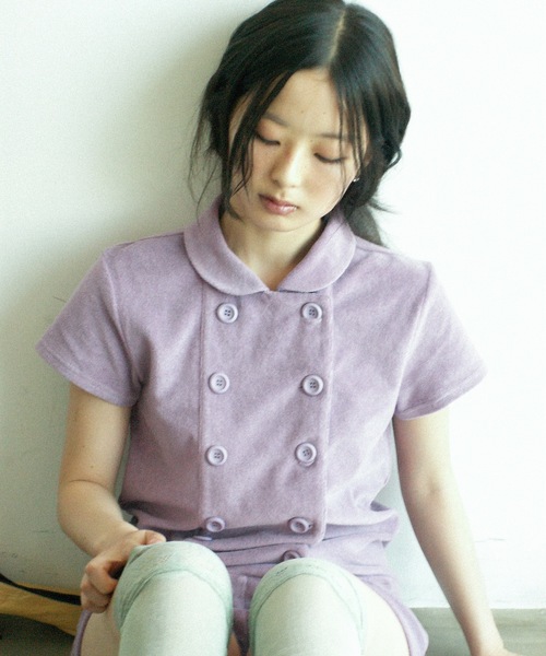 igi(イジ)の「BABY DOUBLE FRONT ROMPER / パイルダブルフロントロンパース(つなぎ/オールインワン・レディース・パープル/ネイビー・1/0)」の7枚目の写真