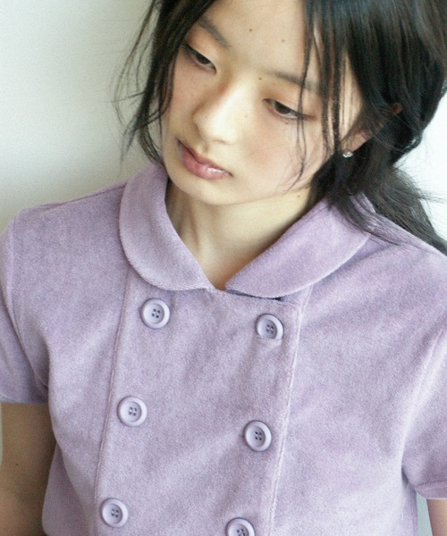 igi(イジ)の「BABY DOUBLE FRONT ROMPER / パイルダブルフロントロンパース(つなぎ/オールインワン・レディース・パープル/ネイビー・1/0)」の14枚目の写真