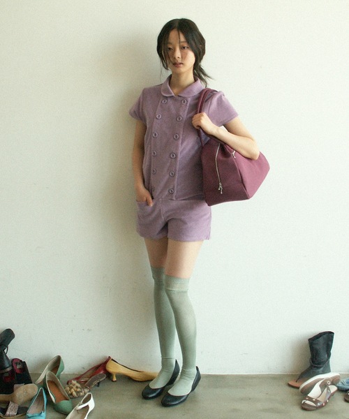 igi(イジ)の「BABY DOUBLE FRONT ROMPER / パイルダブルフロントロンパース(つなぎ/オールインワン・レディース・パープル/ネイビー・1/0)」の9枚目の写真