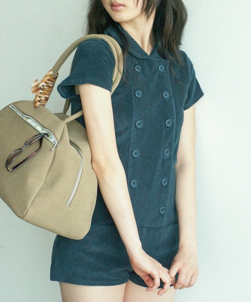 igi(イジ)の「BABY DOUBLE FRONT ROMPER / パイルダブルフロントロンパース(つなぎ/オールインワン・レディース・パープル/ネイビー・1/0)」の5枚目の写真