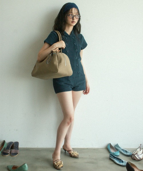 igi(イジ)の「BABY DOUBLE FRONT ROMPER / パイルダブルフロントロンパース(つなぎ/オールインワン・レディース・パープル/ネイビー・1/0)」の6枚目の写真