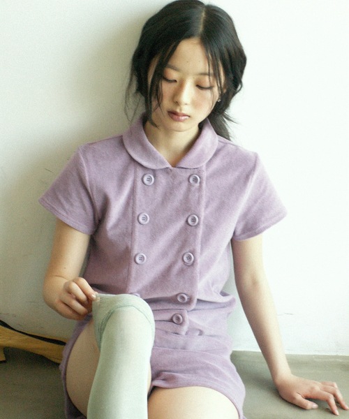 igi(イジ)の「BABY DOUBLE FRONT ROMPER / パイルダブルフロントロンパース(つなぎ/オールインワン・レディース・パープル/ネイビー・1/0)」の3枚目の写真