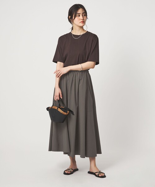 green label relaxing(グリーンレーベルリラクシング)の「WONDER CLOTH ボリューム スカート マシンウォッシャブル ストレッチ 接触冷感 吸水速乾(スカート・レディース・ダークグレー/ベージュ/コバルトブルー・FREE)」の6枚目の写真