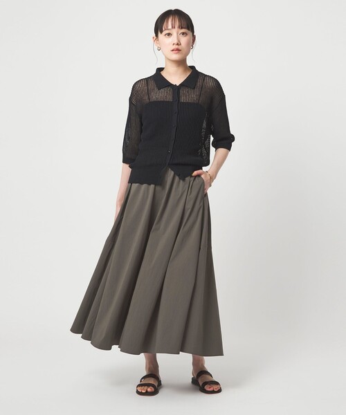 green label relaxing(グリーンレーベルリラクシング)の「WONDER CLOTH ボリューム スカート マシンウォッシャブル ストレッチ 接触冷感 吸水速乾(スカート・レディース・ダークグレー/ベージュ/コバルトブルー・FREE)」の9枚目の写真