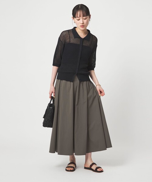 green label relaxing(グリーンレーベルリラクシング)の「WONDER CLOTH ボリューム スカート マシンウォッシャブル ストレッチ 接触冷感 吸水速乾(スカート・レディース・ダークグレー/ベージュ/コバルトブルー・FREE)」の10枚目の写真