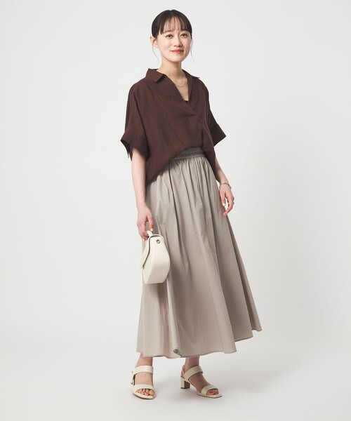 green label relaxing(グリーンレーベルリラクシング)の「WONDER CLOTH ボリューム スカート マシンウォッシャブル ストレッチ 接触冷感 吸水速乾(スカート・レディース・ダークグレー/ベージュ/コバルトブルー・FREE)」の14枚目の写真