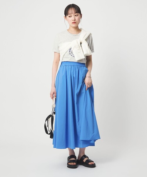 green label relaxing(グリーンレーベルリラクシング)の「WONDER CLOTH ボリューム スカート マシンウォッシャブル ストレッチ 接触冷感 吸水速乾(スカート・レディース・ダークグレー/ベージュ/コバルトブルー・FREE)」の17枚目の写真