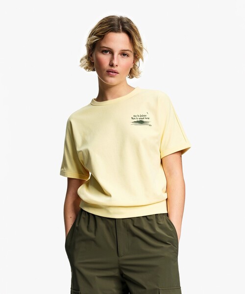AIGLE(エーグル)の「UVカット 吸水速乾 ワンポイントグラフィック半袖Tシャツ(Tシャツ/カットソー・レディース・イエロー/ホワイト/セージグリーン/グレー・M/S/L)」の4枚目の写真