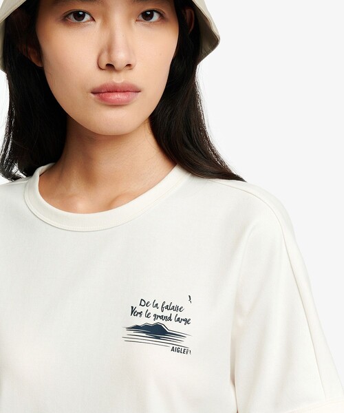 AIGLE(エーグル)の「UVカット 吸水速乾 ワンポイントグラフィック半袖Tシャツ(Tシャツ/カットソー・レディース・イエロー/ホワイト/セージグリーン/グレー・M/S/L)」の8枚目の写真