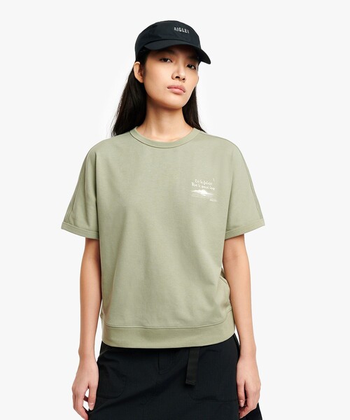 AIGLE(エーグル)の「UVカット 吸水速乾 ワンポイントグラフィック半袖Tシャツ(Tシャツ/カットソー・レディース・イエロー/ホワイト/セージグリーン/グレー・M/S/L)」の7枚目の写真
