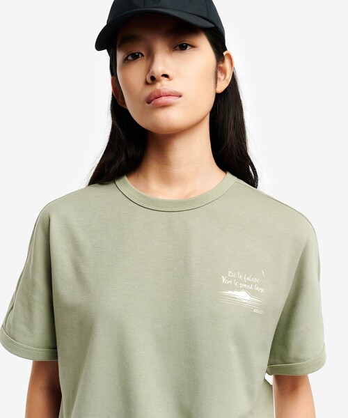AIGLE(エーグル)の「UVカット 吸水速乾 ワンポイントグラフィック半袖Tシャツ(Tシャツ/カットソー・レディース・イエロー/ホワイト/セージグリーン/グレー・M/S/L)」の5枚目の写真