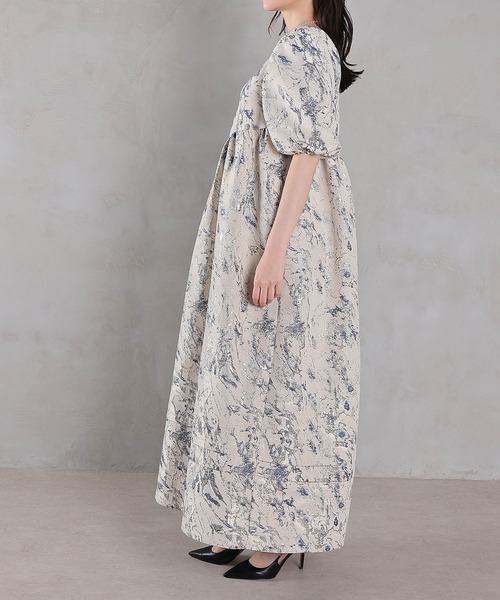 Kana(カナ)の「マーブルジャガードパフスリーブワンピースドレス パーティー 結婚式 お呼ばれ マタニティ オケージョンドレス(ドレス・レディース・グリーン/ネイビー・M)」の21枚目の写真