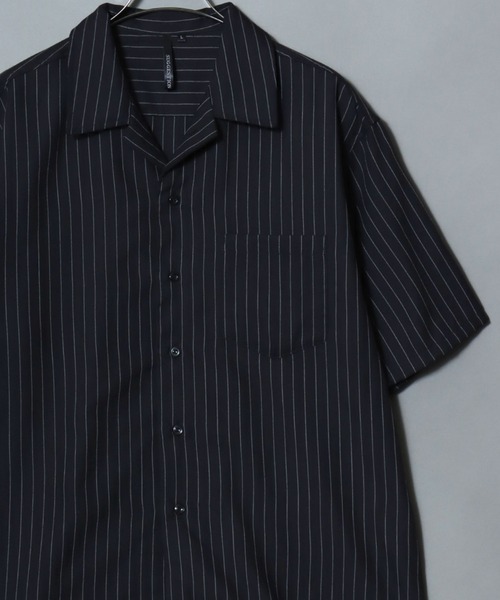 ANPAS(アンパス)の「Check & Stripe Short-Sleeve Shirt / チェック&ストライプ 半袖オープンカラーシャツ メンズ トップス 開襟シャツ(シャツ/ブラウス・メンズ・ホワイト系1/ホワイト系2/ブラック系1/ブルー系/ブラック系2/グレー系・M/L/LL)」の3枚目の写真