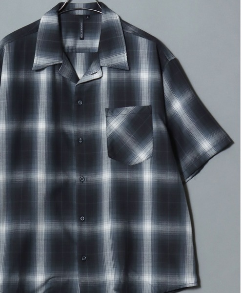 ANPAS(アンパス)の「Check & Stripe Short-Sleeve Shirt / チェック&ストライプ 半袖オープンカラーシャツ メンズ トップス 開襟シャツ(シャツ/ブラウス・メンズ・ホワイト系1/ホワイト系2/ブラック系1/ブルー系/ブラック系2/グレー系・M/L/LL)」の4枚目の写真