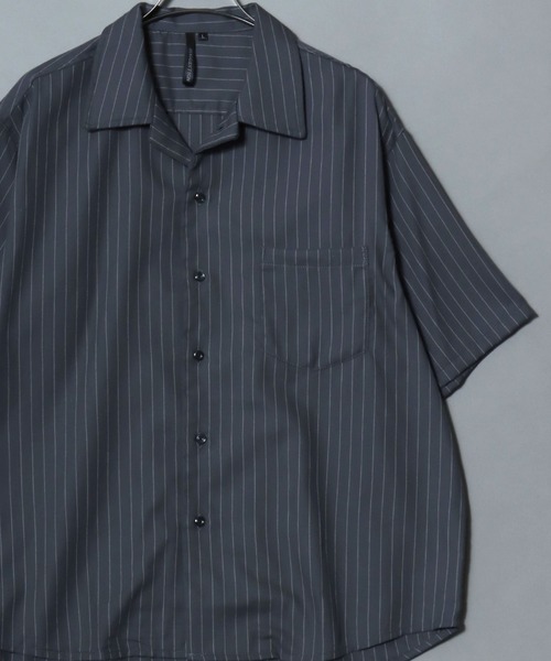 ANPAS(アンパス)の「Check & Stripe Short-Sleeve Shirt / チェック&ストライプ 半袖オープンカラーシャツ メンズ トップス 開襟シャツ(シャツ/ブラウス・メンズ・ホワイト系1/ホワイト系2/ブラック系1/ブルー系/ブラック系2/グレー系・M/L/LL)」の5枚目の写真