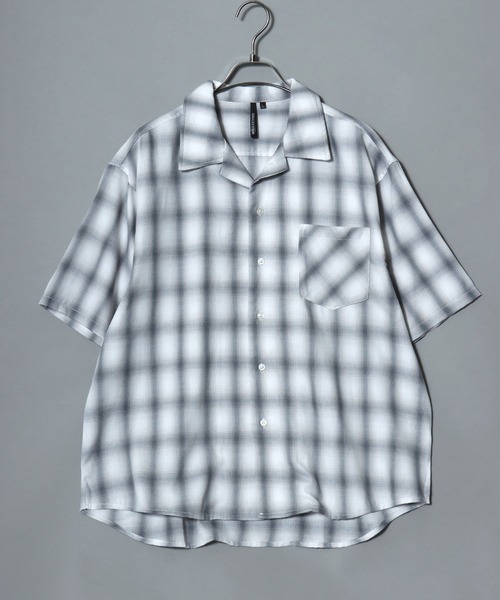 ANPAS(アンパス)の「Check & Stripe Short-Sleeve Shirt / チェック&ストライプ 半袖オープンカラーシャツ メンズ トップス 開襟シャツ(シャツ/ブラウス・メンズ・ホワイト系1/ホワイト系2/ブラック系1/ブルー系/ブラック系2/グレー系・M/L/LL)」の19枚目の写真