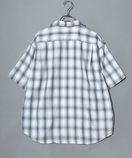 ANPAS(アンパス)の「Check & Stripe Short-Sleeve Shirt / チェック&ストライプ 半袖オープンカラーシャツ メンズ トップス 開襟シャツ(シャツ/ブラウス・メンズ・ホワイト系1/ホワイト系2/ブラック系1/ブルー系/ブラック系2/グレー系・M/L/LL)」の8枚目の写真