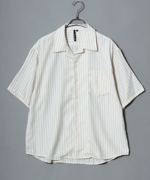 ANPAS(アンパス)の「Check & Stripe Short-Sleeve Shirt / チェック&ストライプ 半袖オープンカラーシャツ メンズ トップス 開襟シャツ(シャツ/ブラウス・メンズ・ホワイト系1/ホワイト系2/ブラック系1/ブルー系/ブラック系2/グレー系・M/L/LL)」の11枚目の写真