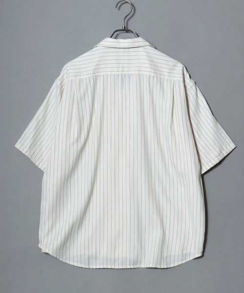 ANPAS(アンパス)の「Check & Stripe Short-Sleeve Shirt / チェック&ストライプ 半袖オープンカラーシャツ メンズ トップス 開襟シャツ(シャツ/ブラウス・メンズ・ホワイト系1/ホワイト系2/ブラック系1/ブルー系/ブラック系2/グレー系・M/L/LL)」の12枚目の写真