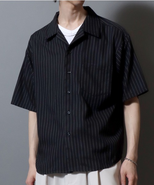 ANPAS(アンパス)の「Check & Stripe Short-Sleeve Shirt / チェック&ストライプ 半袖オープンカラーシャツ メンズ トップス 開襟シャツ(シャツ/ブラウス・メンズ・ホワイト系1/ホワイト系2/ブラック系1/ブルー系/ブラック系2/グレー系・M/L/LL)」の18枚目の写真