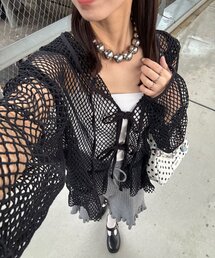 CIAOPANIC | 【2サイズ展開】メッシュリボンフーディーカーディガン(Tシャツ/カットソー)