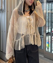 CIAOPANIC | 【2サイズ展開】メッシュリボンフーディーカーディガン(Tシャツ/カットソー)