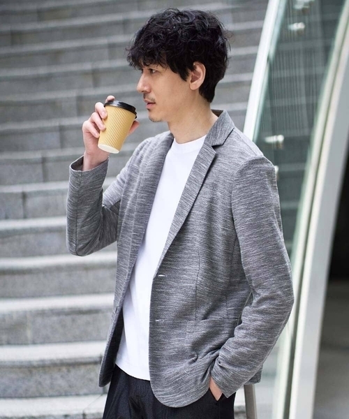 a.v.v（アーヴェヴェ）の「【イージーケア/洗濯機で洗える/ストレッチ】スラブメランジカノコスマートジャケット（テーラードジャケット・メンズ・チャコールグレー/ネイビー・46/48/52/50）」の2枚目の写真