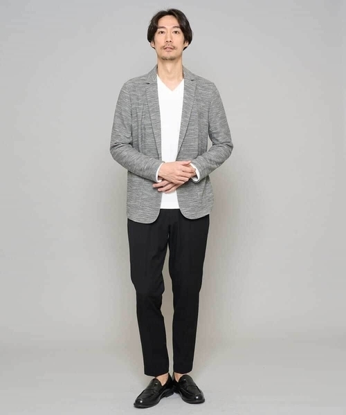 a.v.v（アーヴェヴェ）の「【イージーケア/洗濯機で洗える/ストレッチ】スラブメランジカノコスマートジャケット（テーラードジャケット・メンズ・チャコールグレー/ネイビー・46/48/52/50）」の6枚目の写真