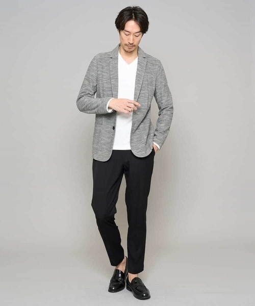 a.v.v（アーヴェヴェ）の「【イージーケア/洗濯機で洗える/ストレッチ】スラブメランジカノコスマートジャケット（テーラードジャケット・メンズ・チャコールグレー/ネイビー・46/48/52/50）」の7枚目の写真