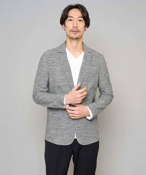 a.v.v（アーヴェヴェ）の「【イージーケア/洗濯機で洗える/ストレッチ】スラブメランジカノコスマートジャケット（テーラードジャケット・メンズ・チャコールグレー/ネイビー・46/48/52/50）」の13枚目の写真