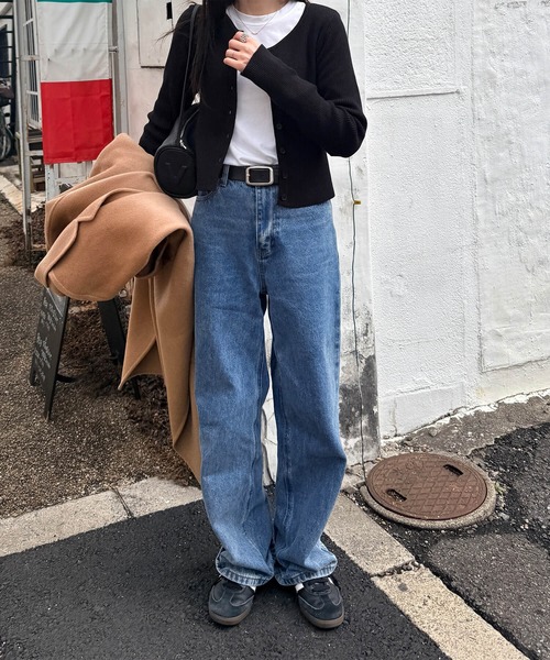 ISOOK(アイスー)の「ラウンドネックリブニットカーディガン(eri. select) / 春 ショート丈 短丈 クロップド丈 羽織り(カーディガン/ボレロ・レディース・ブラック/クリーム/グレー・FREE)」の7枚目の写真
