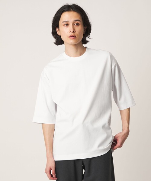 A DAY IN THE LIFE UNITED ARROWS(アデイインザライフユナイテッドアローズ)の「クリア ポンチ リラックス 5分袖 カットソー-接触冷感-<A DAY IN THE LIFE>(Tシャツ/カットソー・メンズ・ブラック/ターコイズブルー系/その他1/ホワイト/ライトグレー・XL/M/S/L)」の1枚目の写真