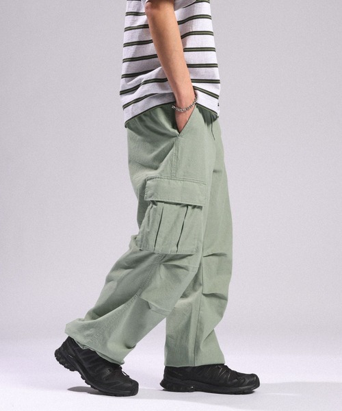 RAGEBLUE（レイジブルー）の「Cotton Linen Easy Cargo Pants/綿麻カーゴイージーパンツ（カーゴパンツ・メンズ・ブラック/ホワイト/ライトグリーン・MEDIUM/LARGE）」の3枚目の写真